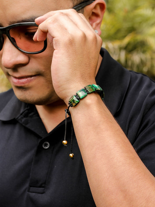 Brazalete Ojo de Tigre Verde 10mm