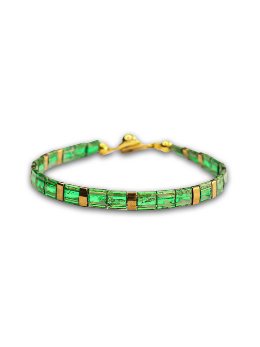 Brazalete Miyuki Tila Marmol Verde