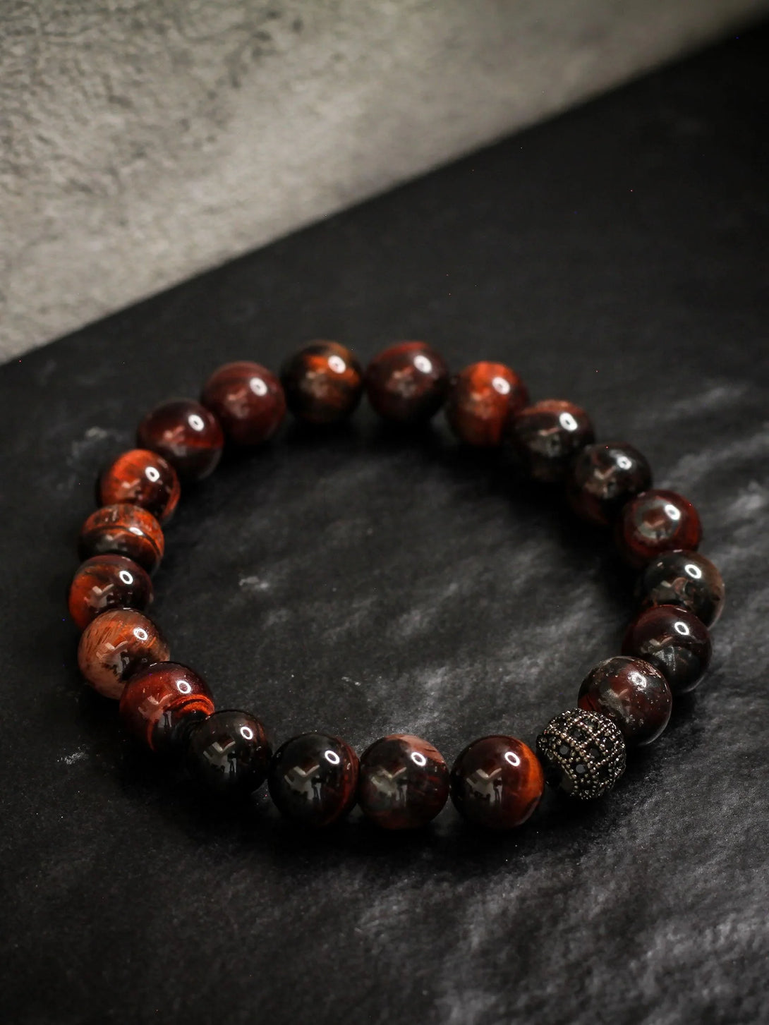 Brazalete Ojo de Tigre Rojo 8mm - Tayrona Accesorios