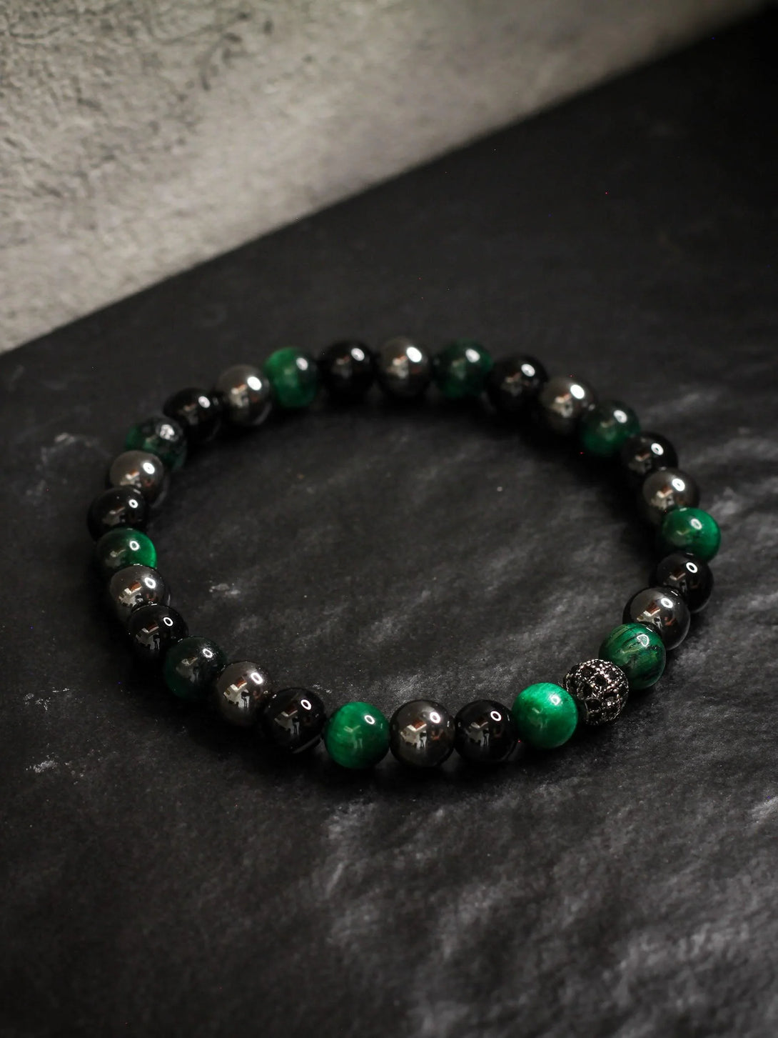 Brazalete Tayrona Tigre Verde 6mm - Tayrona Accesorios