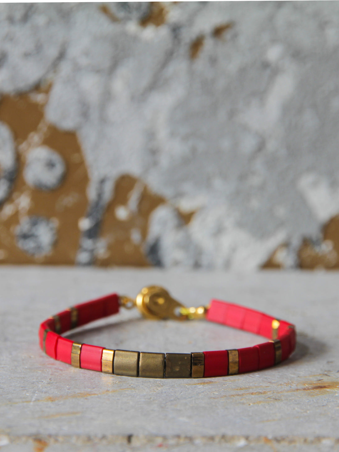 Brazalete Miyuki Tila Volcán Dorado 5mm - Tayrona Accesorios