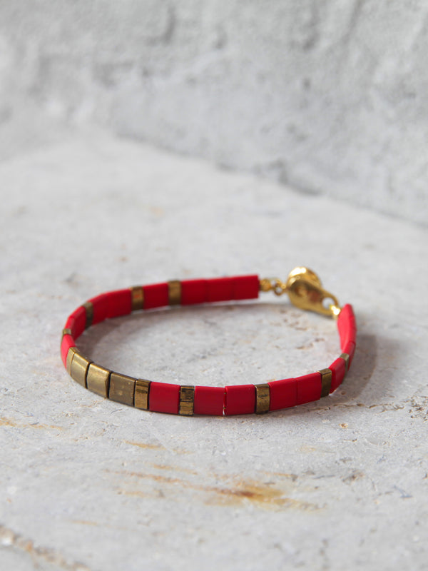 Brazalete Miyuki Tila Volcán Dorado 5mm - Tayrona Accesorios