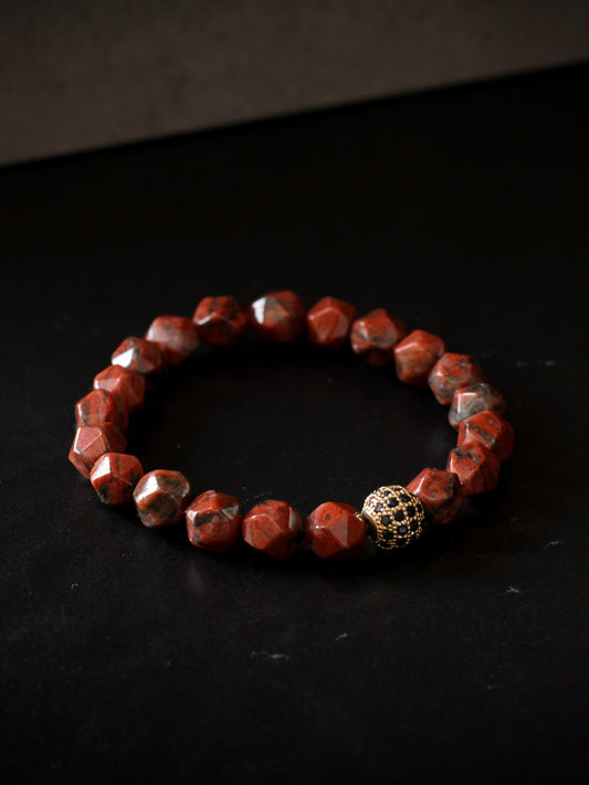 Brazalete Jasper Volcán Facetado 8mm