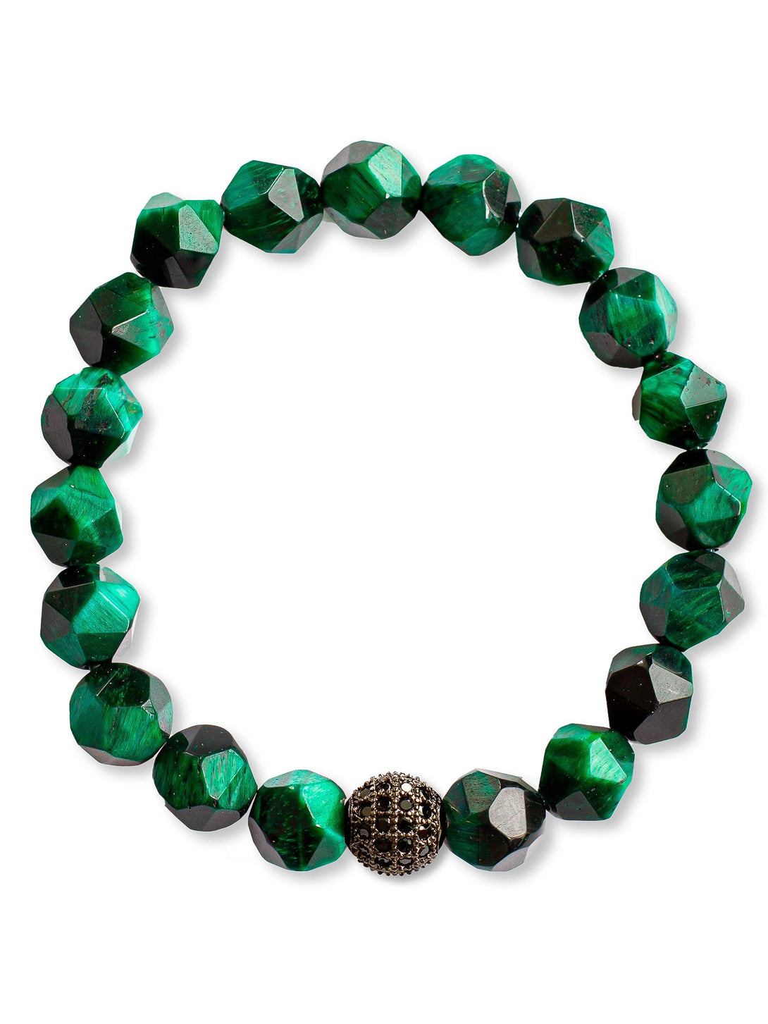 Brazalete Ojo de Tigre Verde Facetado 8mm - Tayrona Accesorios