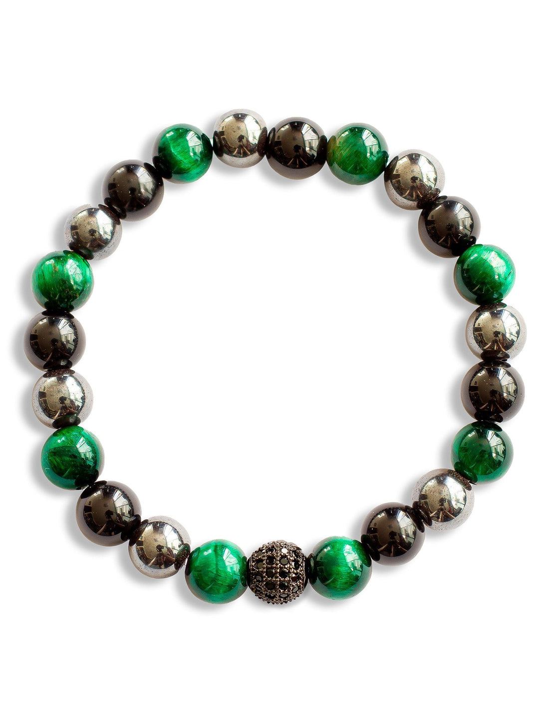 Brazalete Tayrona Tigre Verde 8mm - Tayrona Accesorios