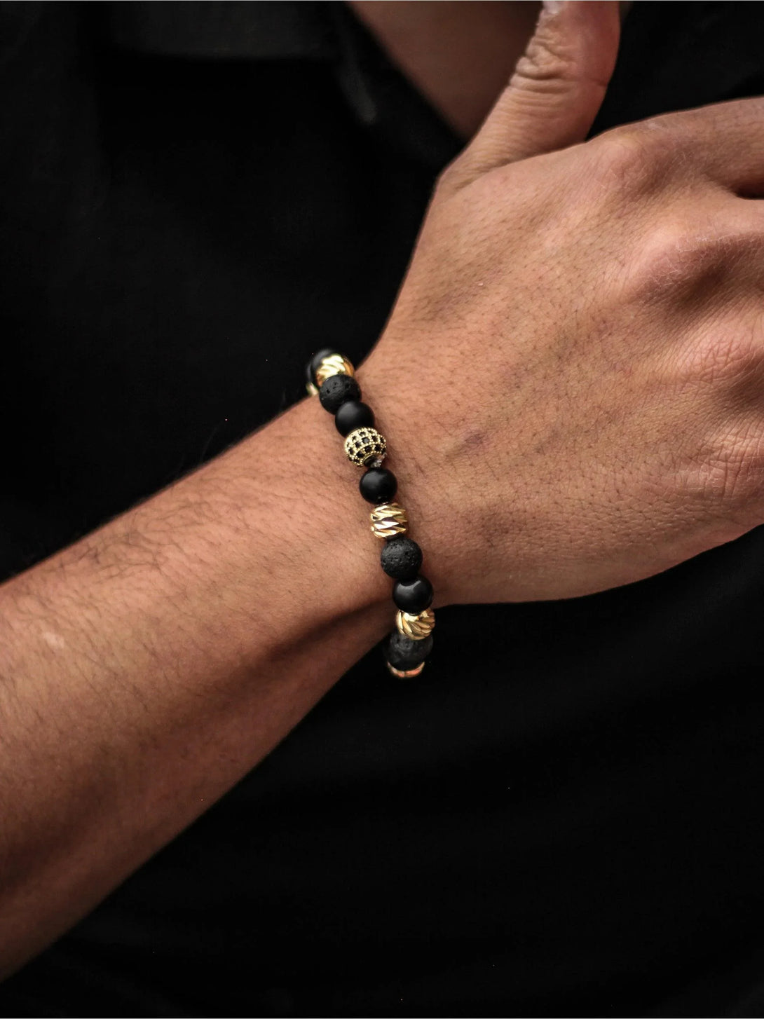 Brazalete Onyx Dorado 8mm - Tayrona Accesorios