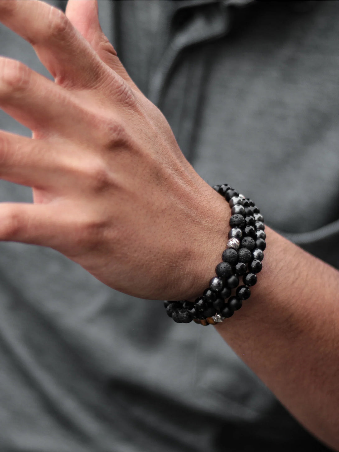 Brazalete Triple All Black 6mm - Tayrona Accesorios