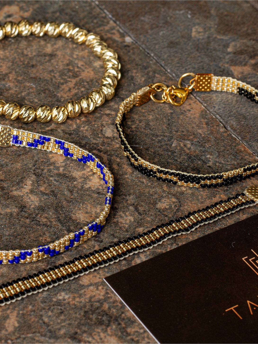 Brazalete Miyuki Bronce 3 puntos - Tayrona Accesorios