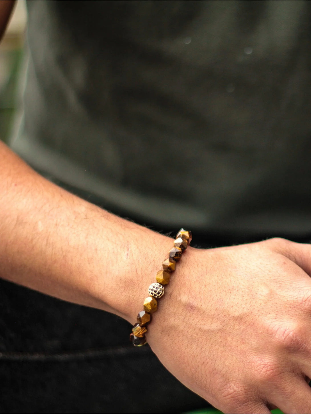 Brazalete Ojo de Tigre Facetado 8mm - Tayrona Accesorios