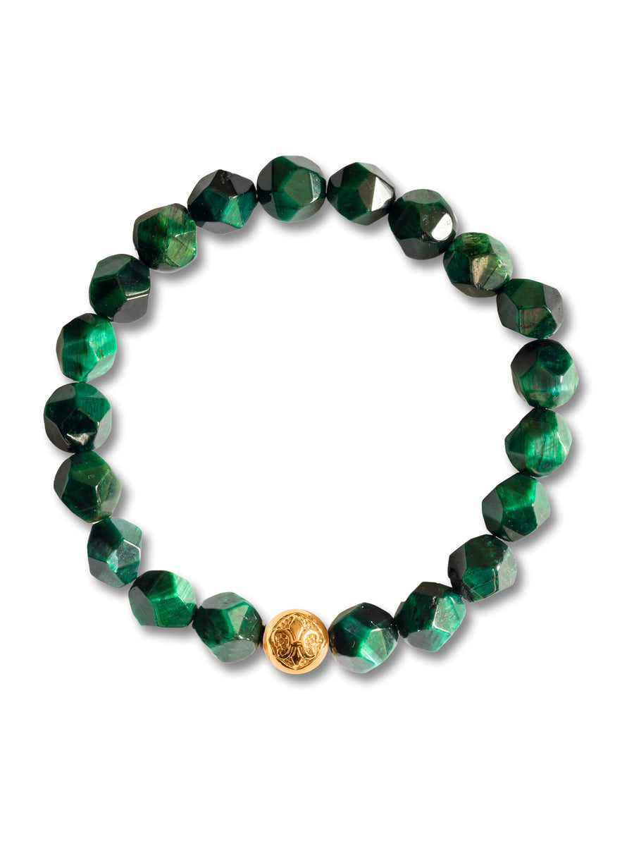 Brazalete Ojo de Tigre Verde Facetado 8mm
