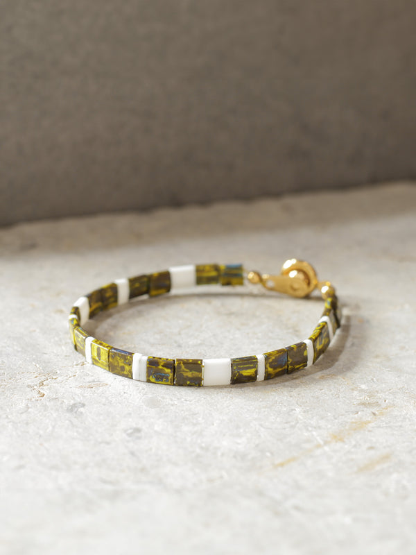 Brazalete Miyuki Tila Amarillo Marmolizado 5mm