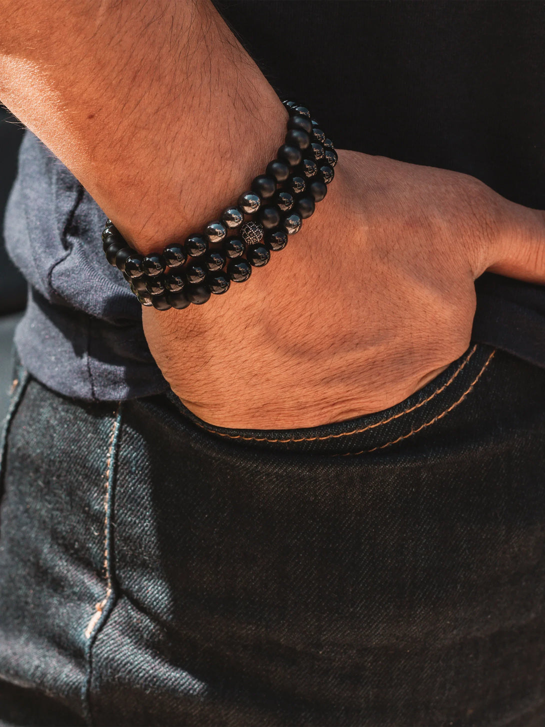 Brazalete Triple All Black 6mm - Tayrona Accesorios