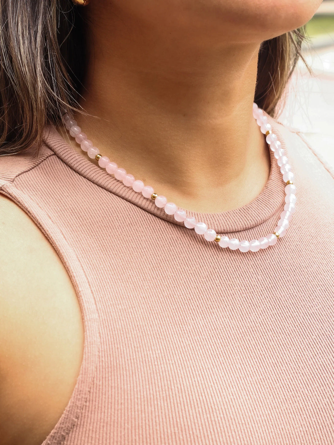 Choker Cuarzo Rosa 6mm - Tayrona Accesorios