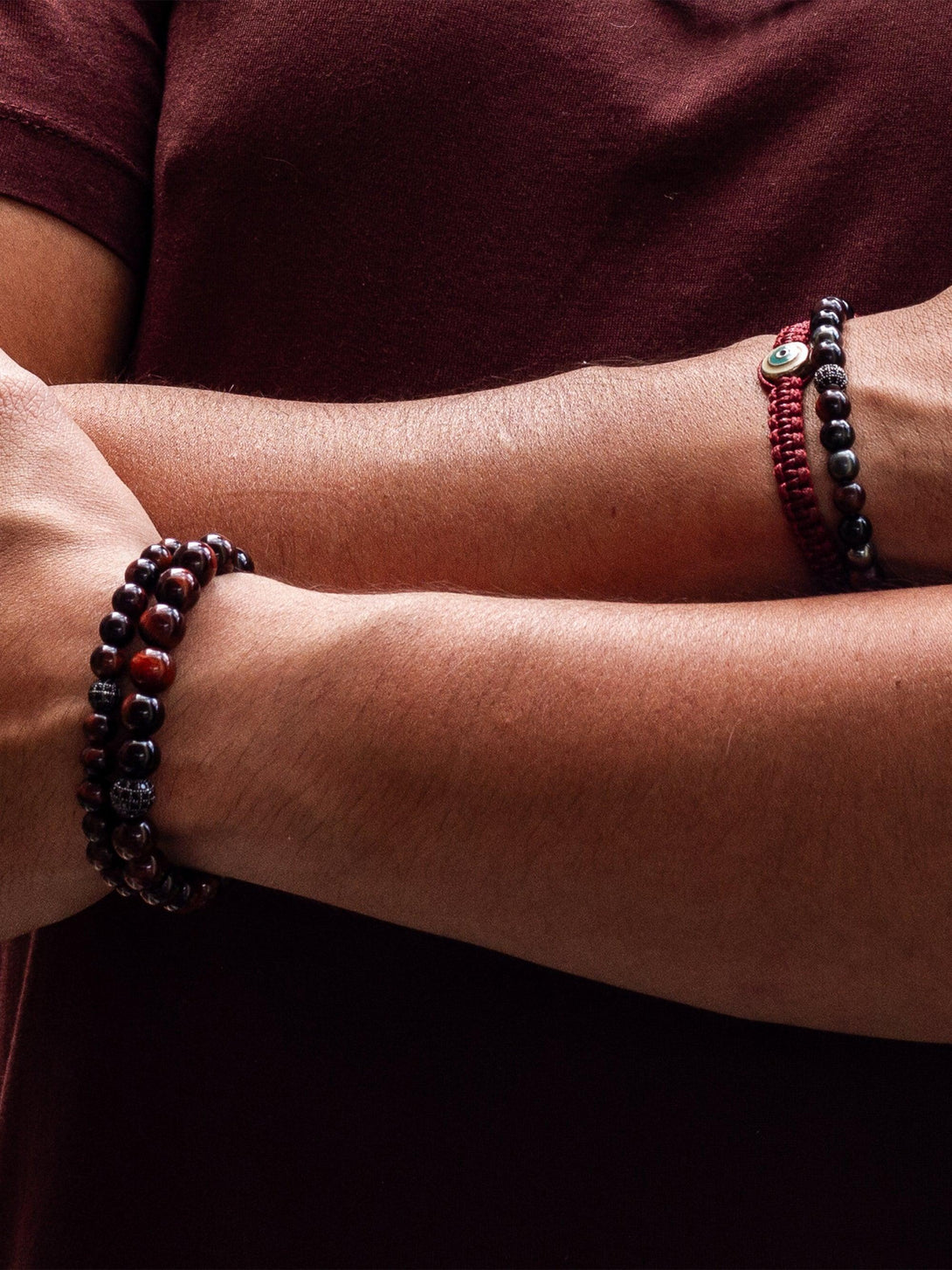 Brazalete Tayrona Tigre Rojo 6mm - Tayrona Accesorios
