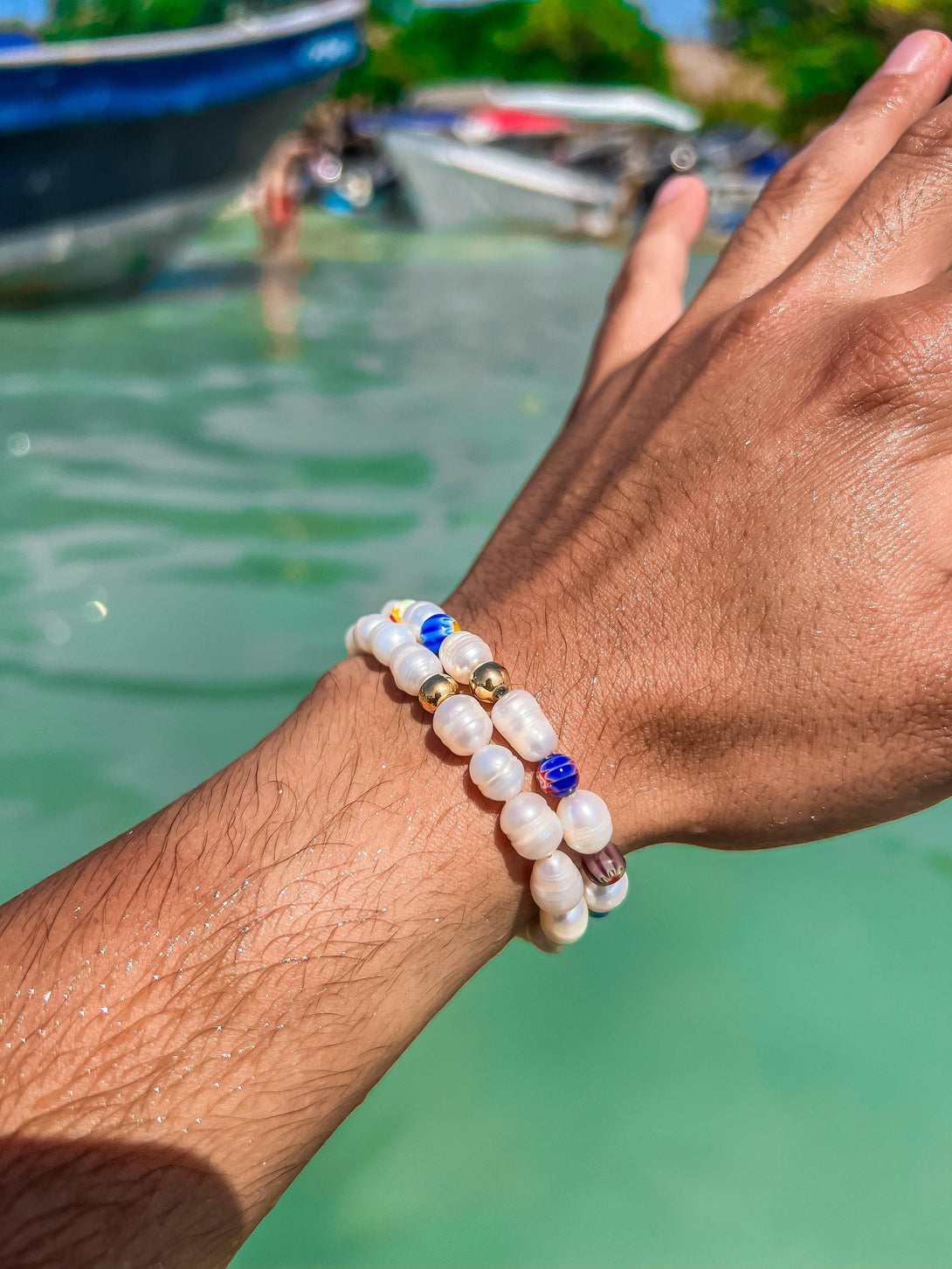 Brazalete Perla de Rio Millefiori 6mm - Tayrona Accesorios