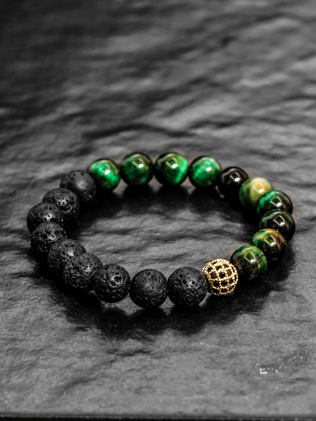 Brazalete Tigre Verde Volcán 8mm - Tayrona Accesorios