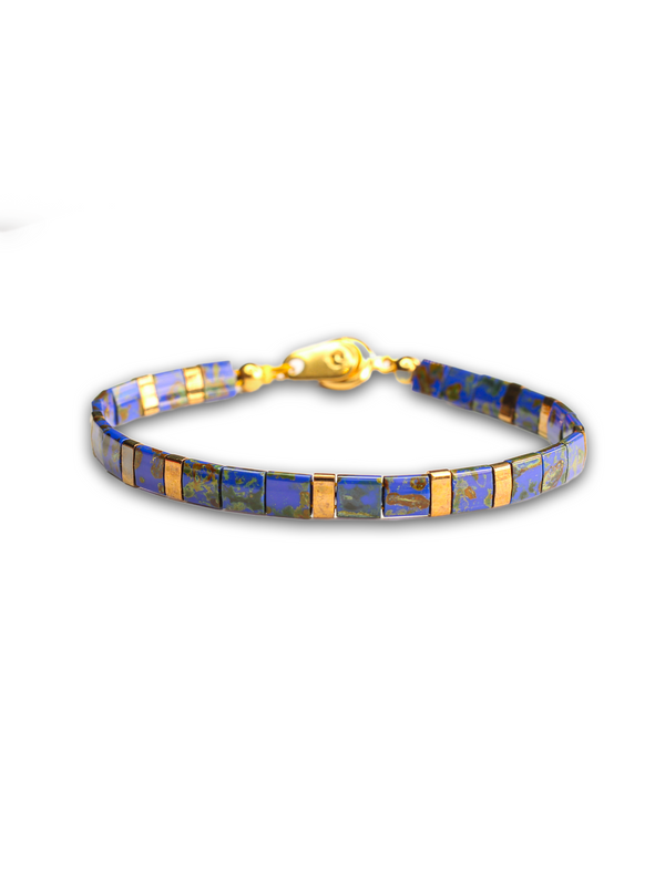 Brazalete Miyuki Tila Azul Marmolizado