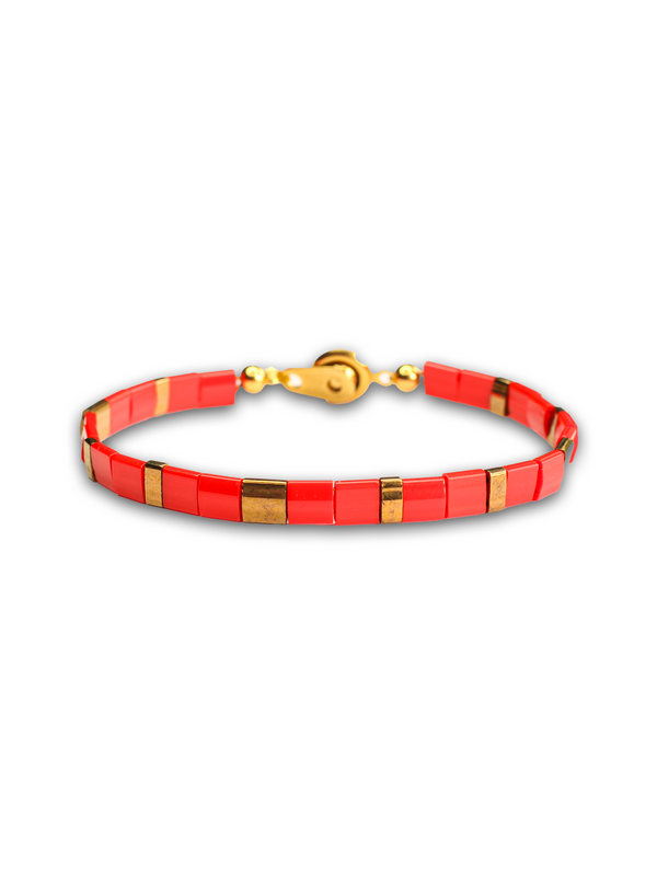 Brazalete Miyuki Tila Coral 5mm